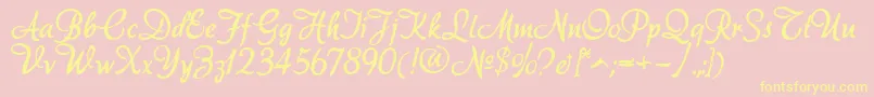 Akadora-Schriftart – Gelbe Schriften auf rosa Hintergrund