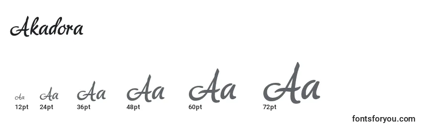 Размеры шрифта Akadora