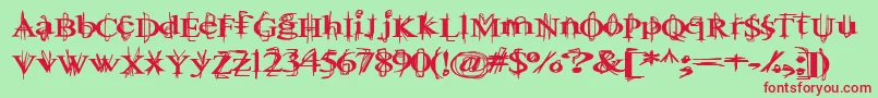 Czcionka BallTongue – czerwone czcionki na zielonym tle