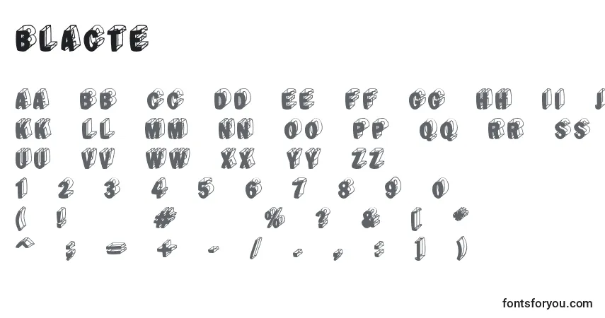 Schriftart Blacte – Alphabet, Zahlen, spezielle Symbole
