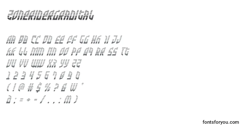 Czcionka Zoneridergradital – alfabet, cyfry, specjalne znaki