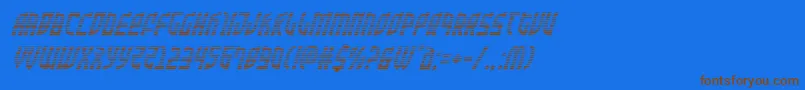 Zoneridergraditalフォントについての詳細 フォントZoneridergradital – 茶色の文字が青い背景にあります。