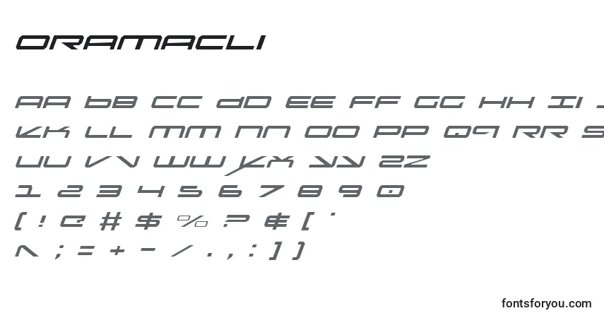 Fuente Oramacli - alfabeto, números, caracteres especiales