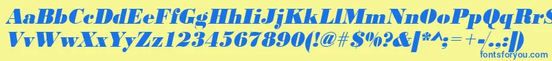 UrwbodonidextbolnarOblique Font – Blue Fonts on Yellow Background
