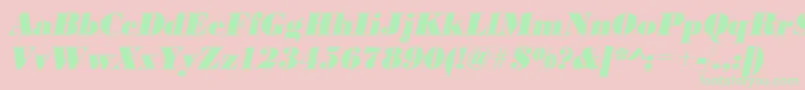 Fonte UrwbodonidextbolnarOblique – fontes verdes em um fundo rosa