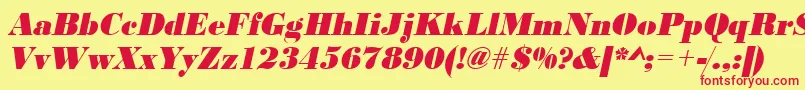 UrwbodonidextbolnarOblique Font – Red Fonts on Yellow Background