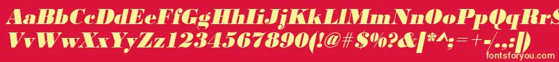 フォントUrwbodonidextbolnarOblique – 黄色の文字、赤い背景