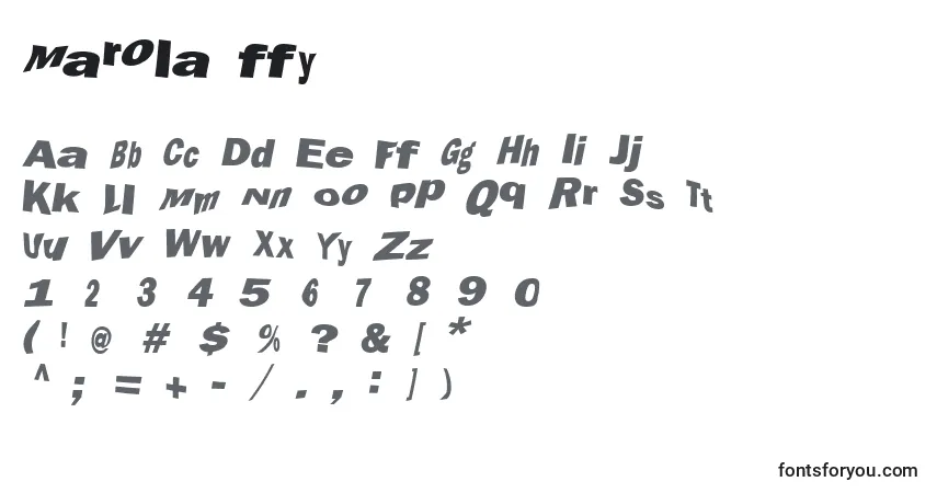 Schriftart Marola ffy – Alphabet, Zahlen, spezielle Symbole