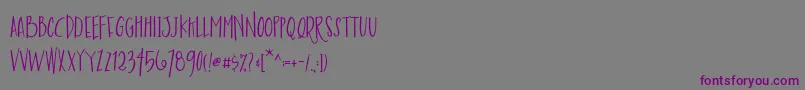 フォントAustieBostEnvelopesPrint – 紫色のフォント、灰色の背景