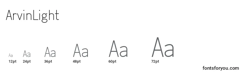 ArvinLight Font Sizes
