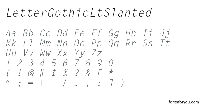 Czcionka LetterGothicLtSlanted – alfabet, cyfry, specjalne znaki