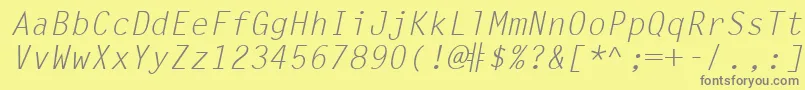 Fonte LetterGothicLtSlanted – fontes cinzas em um fundo amarelo
