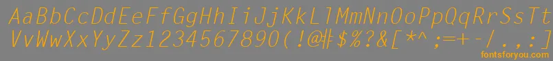 LetterGothicLtSlanted-Schriftart – Orangefarbene Schriften auf grauem Hintergrund
