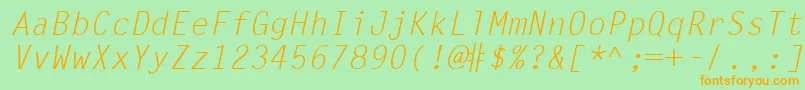 LetterGothicLtSlanted Font – Orange Fonts on Green Background