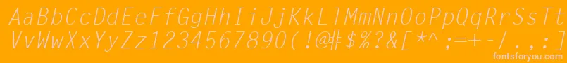LetterGothicLtSlanted-fontti – vaaleanpunaiset fontit oranssilla taustalla