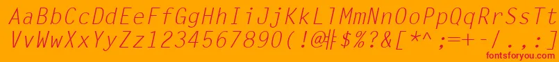 フォントLetterGothicLtSlanted – オレンジの背景に赤い文字