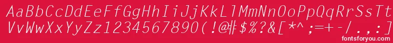 フォントLetterGothicLtSlanted – 赤い背景に白い文字