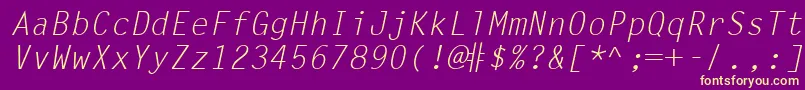 LetterGothicLtSlanted Font – Yellow Fonts on Purple Background