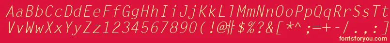 LetterGothicLtSlanted Font – Yellow Fonts on Red Background