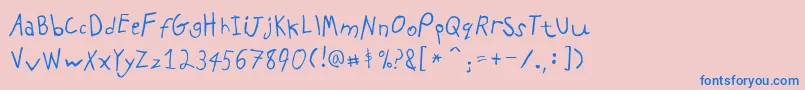 Weitere Informationen zur PfkidsproGradeone-Schriftart PfkidsproGradeone-Schriftart – Blaue Schriften auf rosa Hintergrund