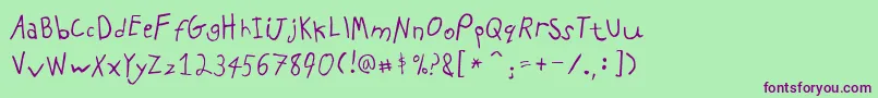 PfkidsproGradeone Font – Purple Fonts on Green Background