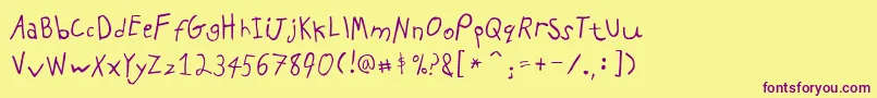 PfkidsproGradeone Font – Purple Fonts on Yellow Background