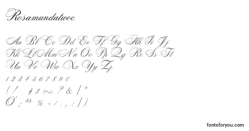 Schriftart Rosamundatwoc – Alphabet, Zahlen, spezielle Symbole