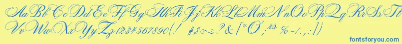 Rosamundatwoc Font – Blue Fonts on Yellow Background