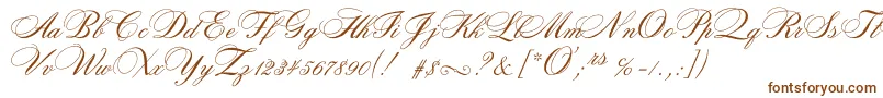 Rosamundatwoc-Schriftart – Braune Schriften auf weißem Hintergrund