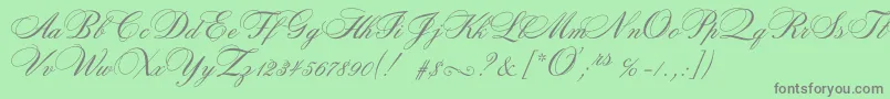 Rosamundatwoc-Schriftart – Graue Schriften auf grünem Hintergrund