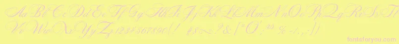 Rosamundatwoc Font – Pink Fonts on Yellow Background
