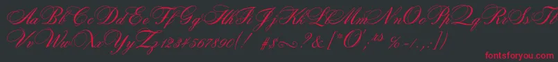 フォントRosamundatwoc – 黒い背景に赤い文字