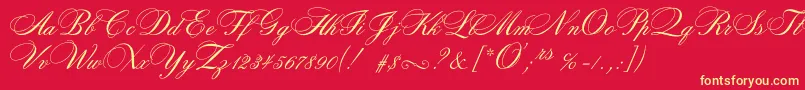 Rosamundatwoc Font – Yellow Fonts on Red Background