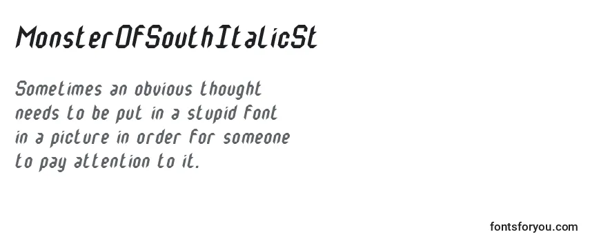 Review of the MonsterOfSouthItalicSt Font