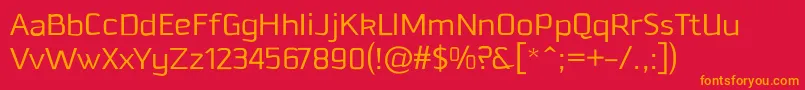 フォントDowntempoLight – 赤い背景にオレンジの文字