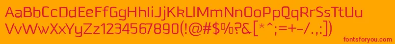 DowntempoLight-Schriftart – Rote Schriften auf orangefarbenem Hintergrund