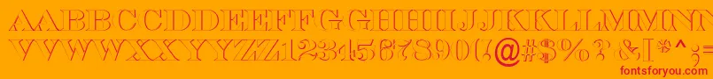 SerifertitulshRegular-Schriftart – Rote Schriften auf orangefarbenem Hintergrund