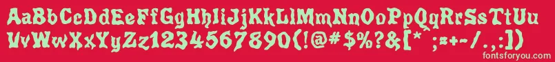 フォントPoultryg – 赤い背景に緑の文字