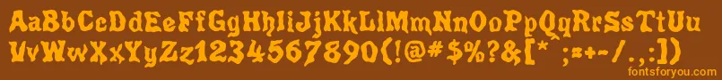 Poultryg-Schriftart – Orangefarbene Schriften auf braunem Hintergrund