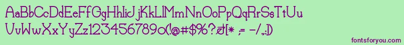 フォントLorenaBold – 緑の背景に紫のフォント