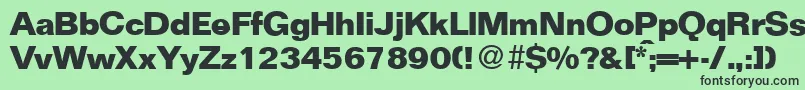 フォントFocusBold – 緑の背景に黒い文字