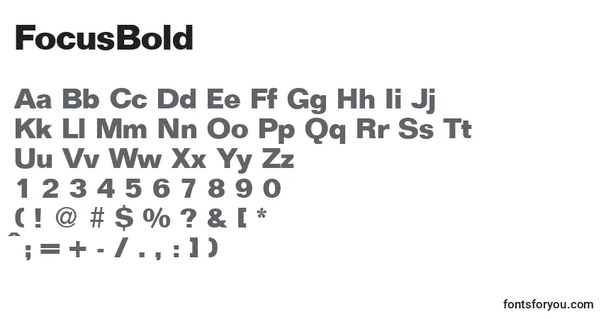 characters of focusbold font, letter of focusbold font, alphabet of  focusbold font