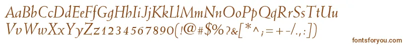 MissiveSsiItalic-fontti – ruskeat fontit valkoisella taustalla
