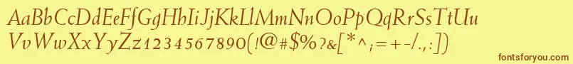 MissiveSsiItalic-Schriftart – Braune Schriften auf gelbem Hintergrund