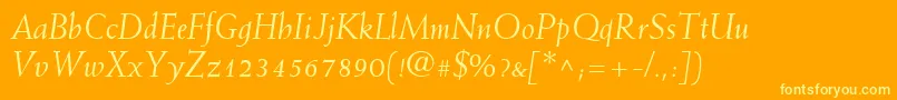 Czcionka MissiveSsiItalic – żółte czcionki na pomarańczowym tle