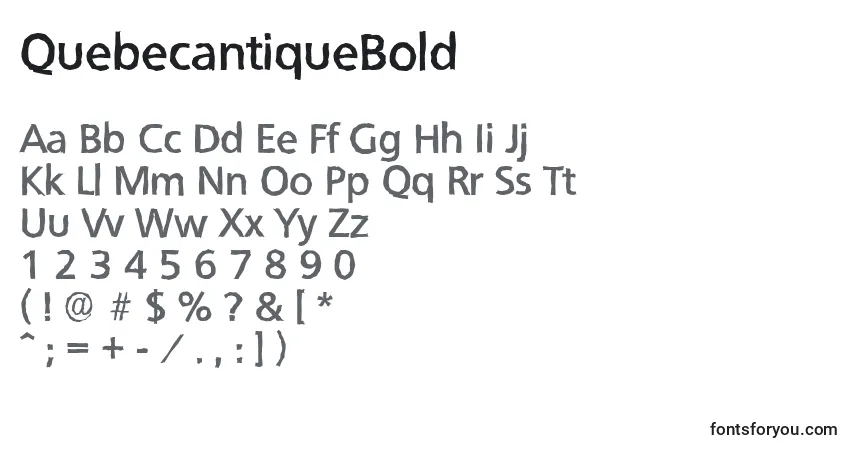 Шрифт QuebecantiqueBold – алфавит, цифры, специальные символы