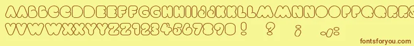 Saiba mais sobre a fonte Brightlights Fonte Brightlights – fontes marrons em um fundo amarelo