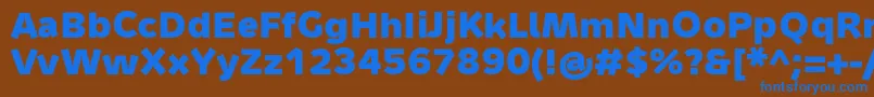 フォントMetronMediumProBold – 茶色の背景に青い文字