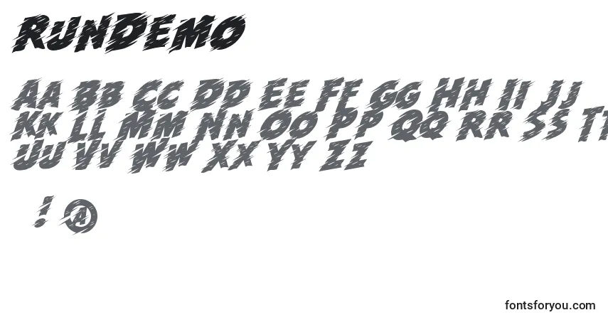 Fuente RunDemo - alfabeto, números, caracteres especiales
