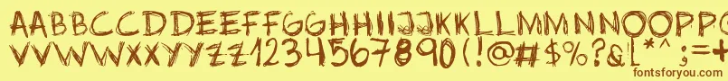 Jopea302 Font – Brown Fonts on Yellow Background